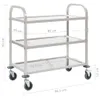 vidaXL 3-Stufiger Servierwagen 96,5 x 55 x 90 cm Edelstahl Produktbild-Vorschau 5