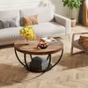 Tribesigns Runde Couchtisch, Industrial 2-Tier-Kreis Produktbild-Vorschau 4