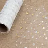 Tüll Stoff Rolle 9m x 15cm Sterne, weiß / gold Produktbild-Vorschau 4