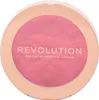 A round makeup compact with pink powder and gold trim. Podgląd zdjęcia produktu