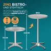 Diagram showing two adjustable height tables, one at sitting height and one at standing height, with dimensions and weight indicated. Anteprima dell’immagine prodotto