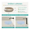 Diagrams and text illustrating the dimensions and installation of a washbasin. Anteprima dell’immagine prodotto