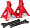 Two red jack stands and two black chocks on a white background. Produktbild-Vorschau