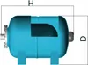 A diagram of a blue horizontal pressure vessel with dimensions labeled H and D. Anteprima dell’immagine prodotto