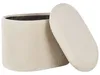 BELIANI Pouf Hellbeige Samtstoff Plissiert Oval mit Produktbild-Vorschau 5