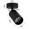 A black spotlight with dimensions and rotation angles indicated. Voir les images du produit