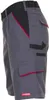 A close-up side view of a pair of gray cargo shorts with black and red accents. Produktbild-Vorschau