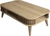 A wooden coffee table with a shelf and decorative sides. Anteprima dell’immagine prodotto