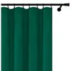 A close-up of a green curtain hanging from a black curtain rod. Podgląd zdjęcia produktu