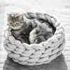 Katze Korb Bett Baumwolle gestrickt Runde Haustier Betten Produktbild-Vorschau 2
