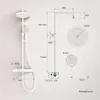 A technical drawing with dimensions of a shower system. Anteprima dell’immagine prodotto