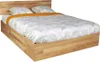 A wooden bed frame with bedding and pillows. Produktbild-Vorschau