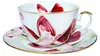 FILIŻANKA 230ml Kwiaty złoty brzeg Cienka Porcelana styl Podgląd zdjęcia produktu 3