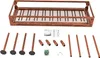 A disassembled wine rack and its components are laid out on a white background. Podgląd zdjęcia produktu