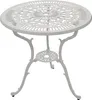 A white, ornate, round garden table with a decorative top and three legs. Produktbild-Vorschau
