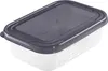 A clear, studio shot of a rectangular plastic food storage container with a dark gray lid, placed on a white background. Náhľad obrázku produktu