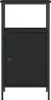 A black bedside table with a single door and a shelf above. Podgląd zdjęcia produktu