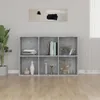 A modern living room with a gray wall, a bookshelf, and a wooden floor. Produktbild-Vorschau