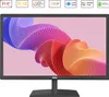 A computer monitor displaying a colorful abstract image, with feature icons at the top. Produktbild-Vorschau