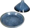 Tajine Steingut blau schwarz Schale mit Deckel Ofenform Produktbild-Vorschau 1