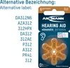 A package of ANSMANN hearing aid batteries, type 312, with a list of alternative labels on the left. Produktbild-Vorschau