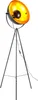 A black tripod floor lamp with a black exterior and a gold interior lampshade. Produktbild-Vorschau