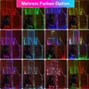 Collage of images showing LED RGB string lights on stairs and around a Christmas tree in various colors. Produktbild-Vorschau