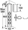 A technical drawing with dimensions of a power strip or electrical column. Náhled obrázku produktu
