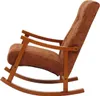 A side view of a brown rocking chair with a wooden frame against a white background. Podgląd zdjęcia produktu