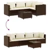 5-tlg. Garten-Lounge-Set mit Kissen Braun Poly Rattan Produktbild-Vorschau 6