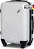 A white suitcase with a textured surface and black wheels and handle. Produktbild-Vorschau