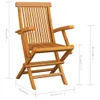Gartenstühle mit Weinroten Kissen 3 Stk. Massivholz Teak Produktbild-Vorschau 9