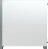 Side view of a white PC case with a gray trim on the left edge and black feet at the bottom. Voir les images du produit