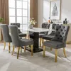 A dining room set with a marble-top table and six upholstered chairs. Náhled obrázku produktu