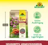 A product image for Neudorff UrgesteinsMehl, showing the packaging and highlighting its benefits with icons and text. Produktbild-Vorschau