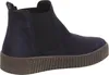 A side view of a navy blue Chelsea boot with a thick, textured sole. Voir les images du produit