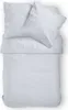 A top-down view of a white duvet and two white pillowcases neatly arranged on a bed. Produktbild-Vorschau