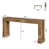 A diagram showing the dimensions of a console table, with a silhouette of a person for scale. Podgląd zdjęcia produktu
