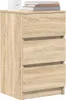 A three-drawer nightstand with a wood-grain finish. Anteprima dell’immagine prodotto