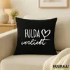 Huuraa Kissenbezug Fulda verliebt 40x40cm Black Baumwolle Produktbild-Vorschau 2