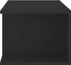 A black TV stand shown from a side angle. Voir les images du produit