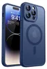 A blue iPhone case with a visible iPhone inside, shown from a diagonal angle. Produktbild-Vorschau