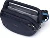 A navy blue hip pack with a tablet inside, shown against a white background. Produktbild-Vorschau