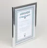 A framed certificate is shown against a light gray background. Produktbild-Vorschau