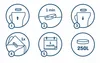 A series of icons illustrating the steps for using a water filter. Anteprima dell’immagine prodotto
