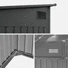 Collage of close-up shots of a metal garden shed, showing details of its construction and ventilation. Produktbild-Vorschau