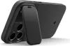 A black phone case with a kickstand is shown from a rear-facing, angled perspective. Produktbild-Vorschau