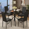 BEALIFE Eettafel van rundsleder, 100 cm diameter, met 4 Productafbeelding-voorbeeld 3