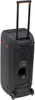 A black JBL Partybox 310 speaker with an extended handle and wheels, shown from the back. Produktbild-Vorschau