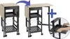 A kitchen cart shown in two states: folded and unfolded, with an inset showing a tray being removed. Produktbild-Vorschau
